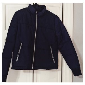 Navy blue bomber jacket